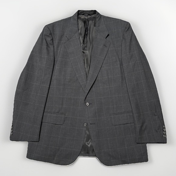 Vintage Burberrys Mens Wool Blazer Window Pane Sport Coat 100% Wool 44R‎
